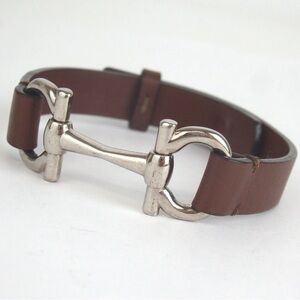 Authentic Salvatore Ferragamo Horsebit Gancini bracelet leather [Used]